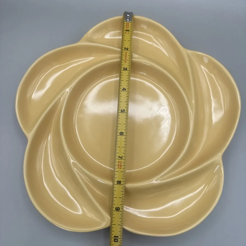 Vintage Yellow Flower Shaped Veggie Fruit Serving Plate Spring Easter Teatime